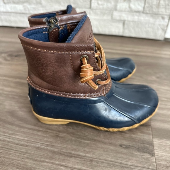Sperry Saltwater Duckboot Navy & Brown Toddler Size 10M - Picture 4 of 10
